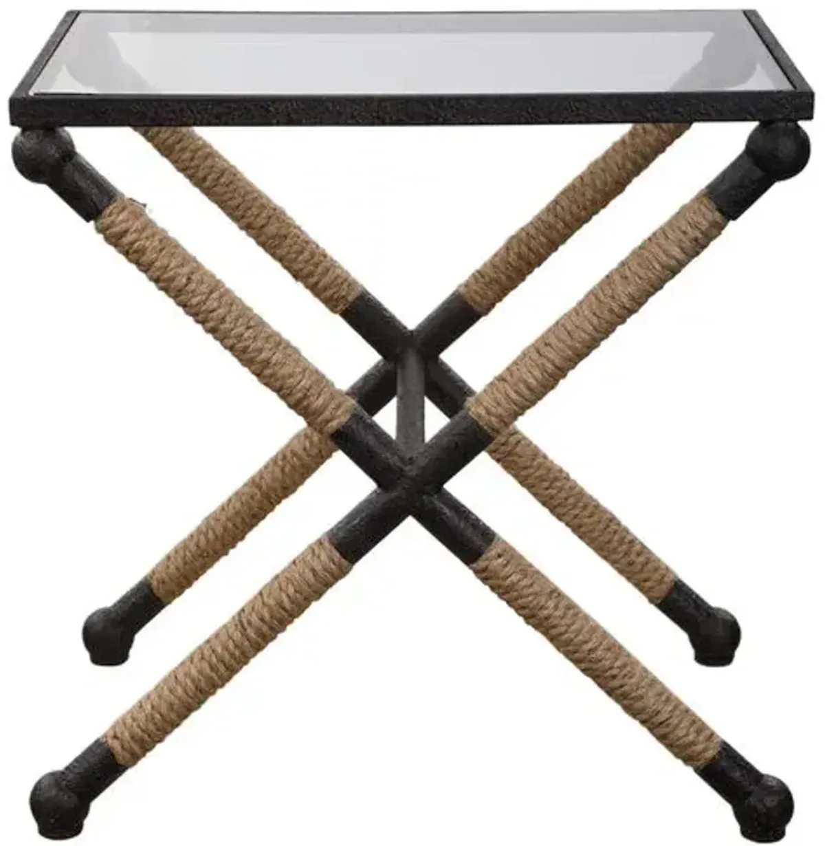 Leona Rope Accent Table - Black/Natural - 22Hx16.5Wx22D in
