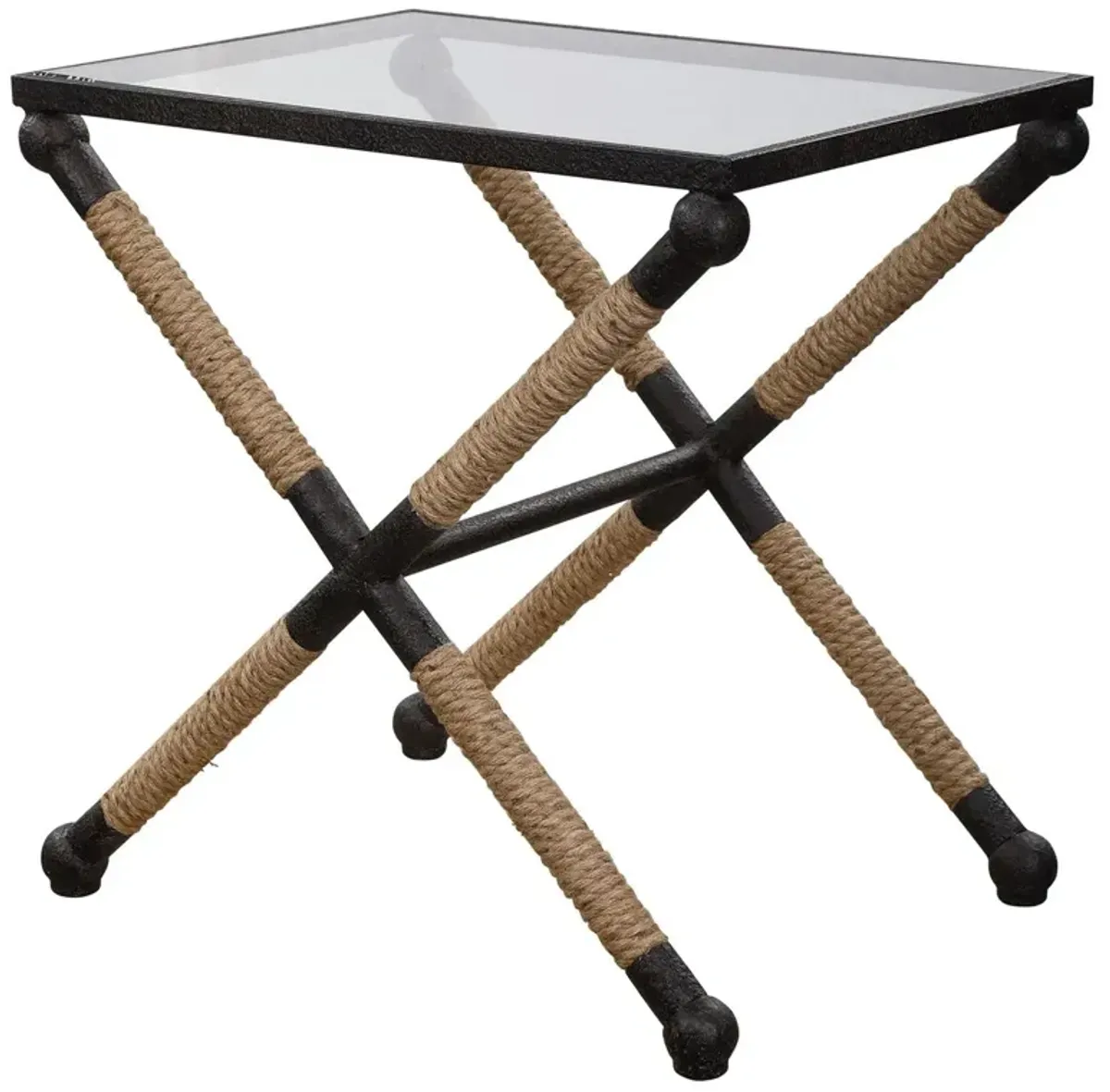 Leona Rope Accent Table, Black/Natural