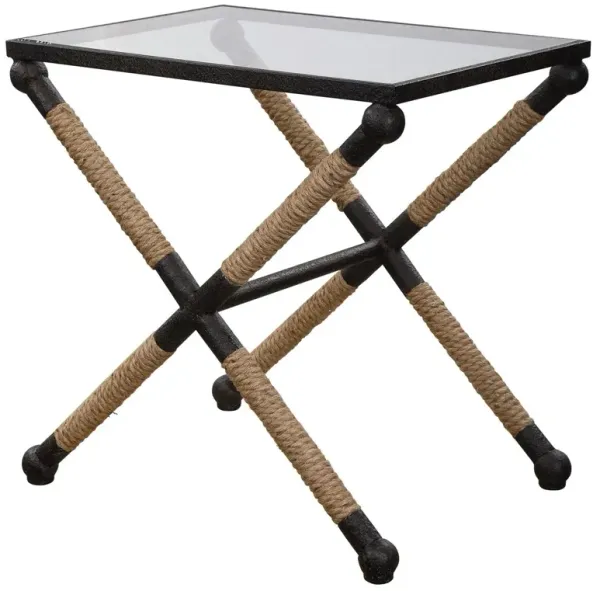 Leona Rope Accent Table, Black/Natural