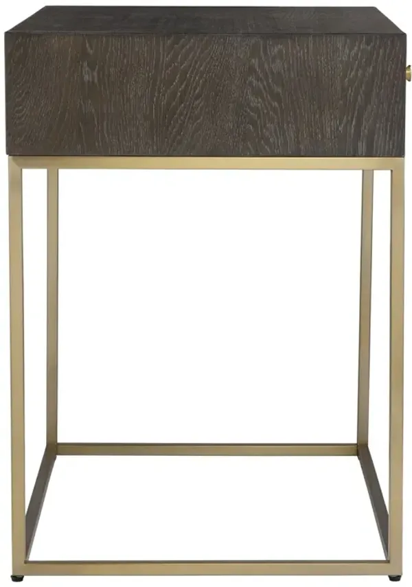 Annalise 1-Drawer Side Table, Brass/Brown