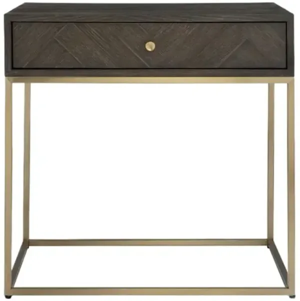 Annalise 1-Drawer Side Table - Brass/Brown