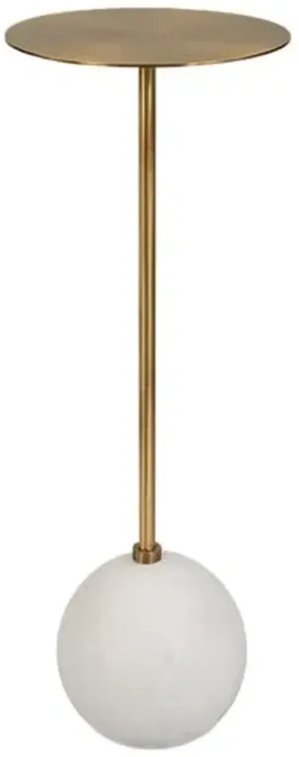 Caleb Marble Drink Table - White