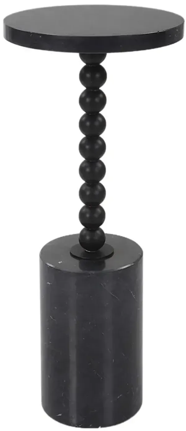 Aurelie Marble/Iron Drink Table - Black