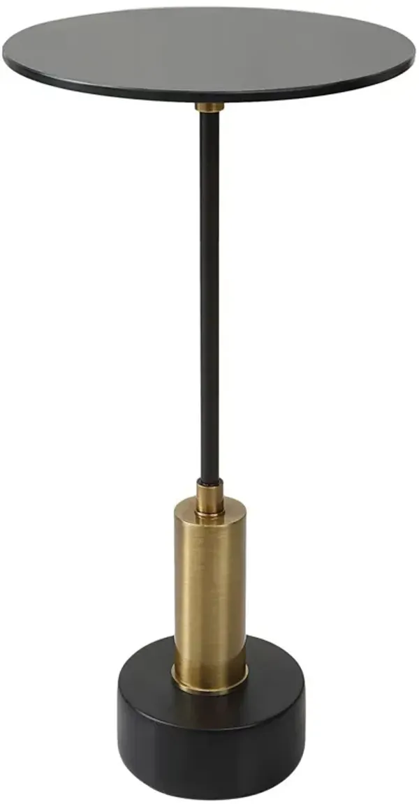 Matthieu Marble Accent Table, Black/Brass
