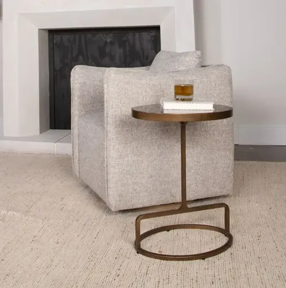 Rosa Marble Oval Accent Table - Gray - 23Hx18Wx12D in