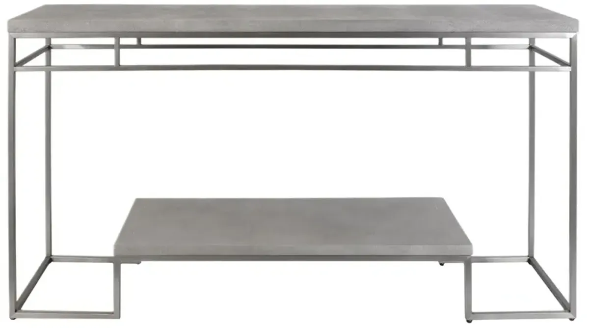 Katerina Faux Shargreen Console Table, Gray