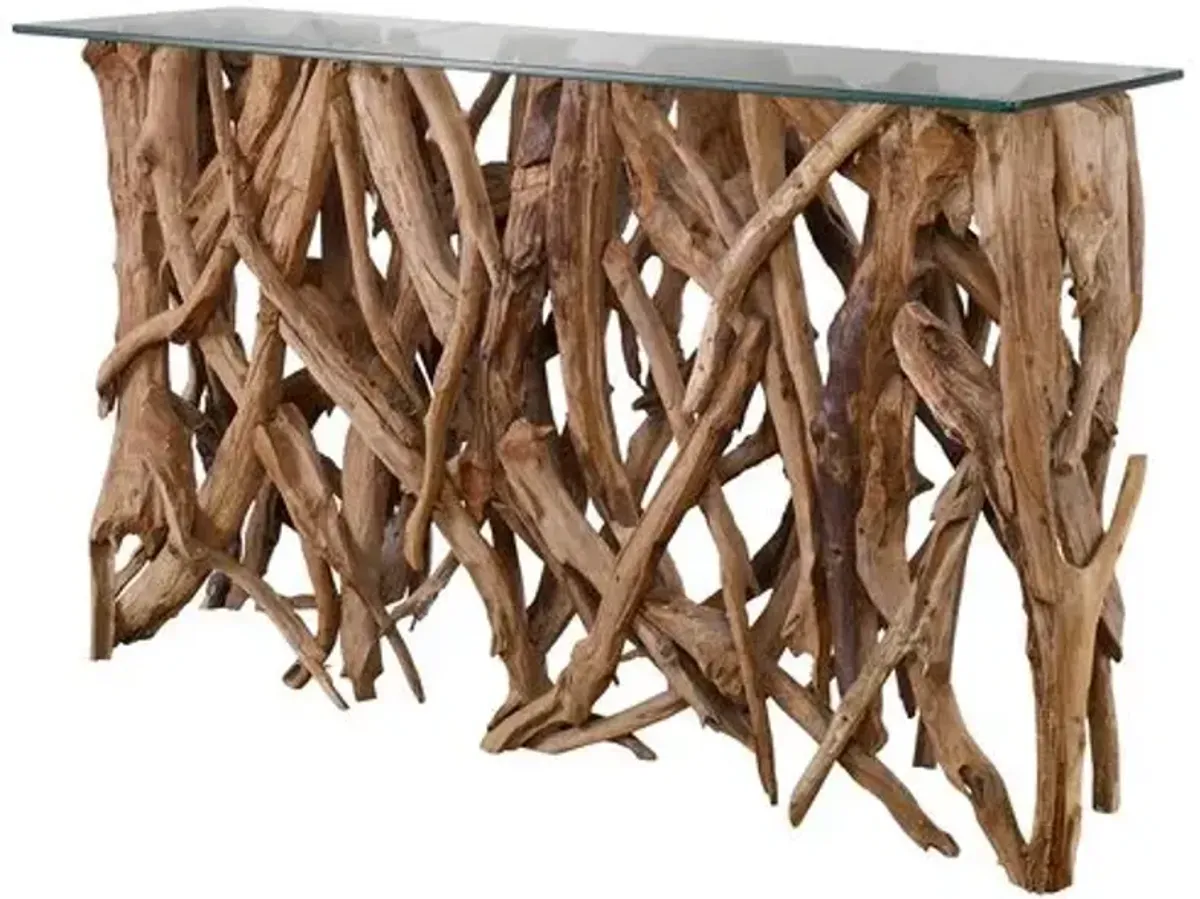 Wynric Teak Wood Console - Natural - Brown