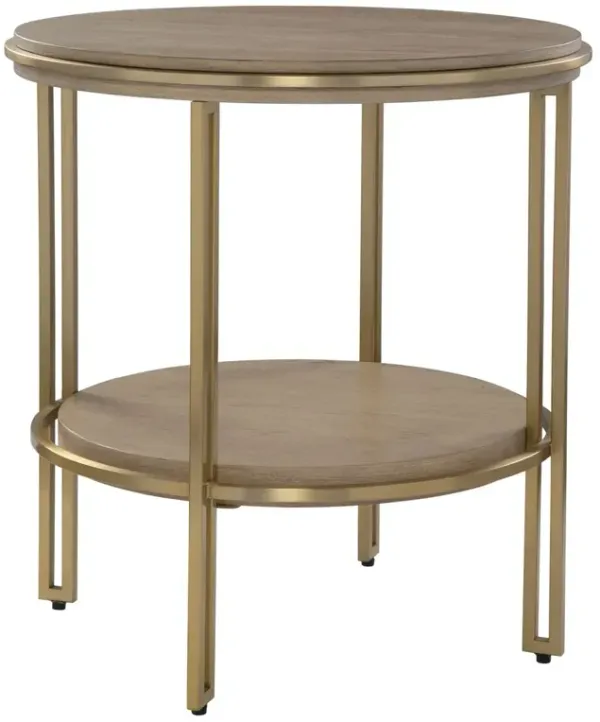 Theodore Side Table, Light Oak/Brass