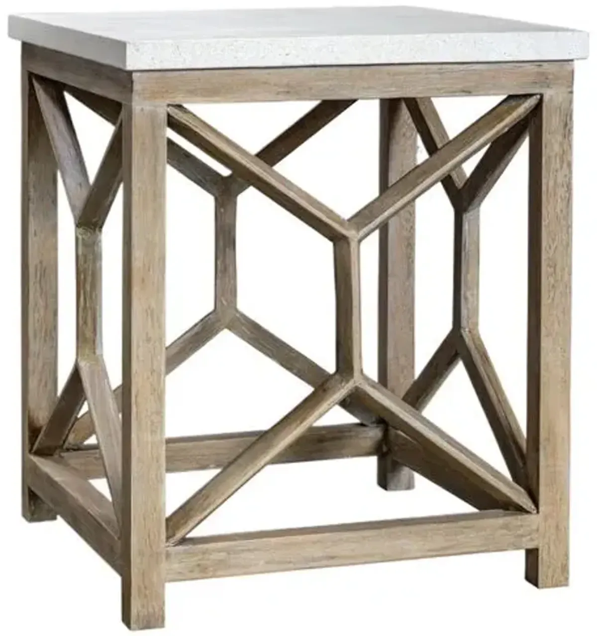 Harlan End Table - White/Natural - Handcrafted