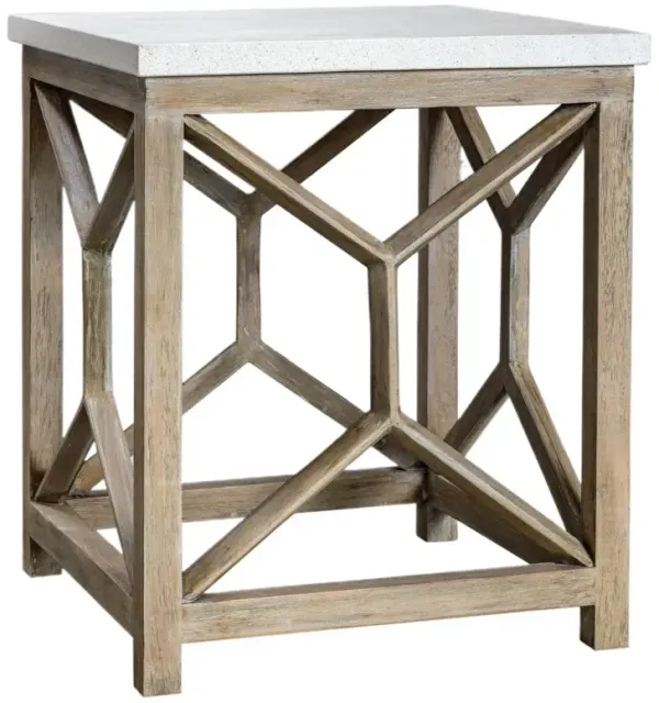 Harlan End Table, White/Natural