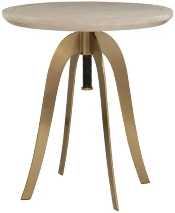 Cairo Adjustable Accent Table - Brass/White - Multi - 26Hx20Wx20D in