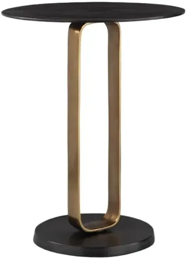 Ezio Accent Table - Black/Brass - 23Hx17.3Wx17.3D in