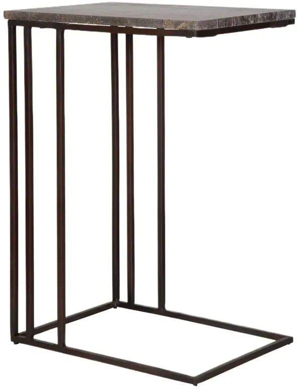 Ginevra Marble Accent Table, Bronze/Gray