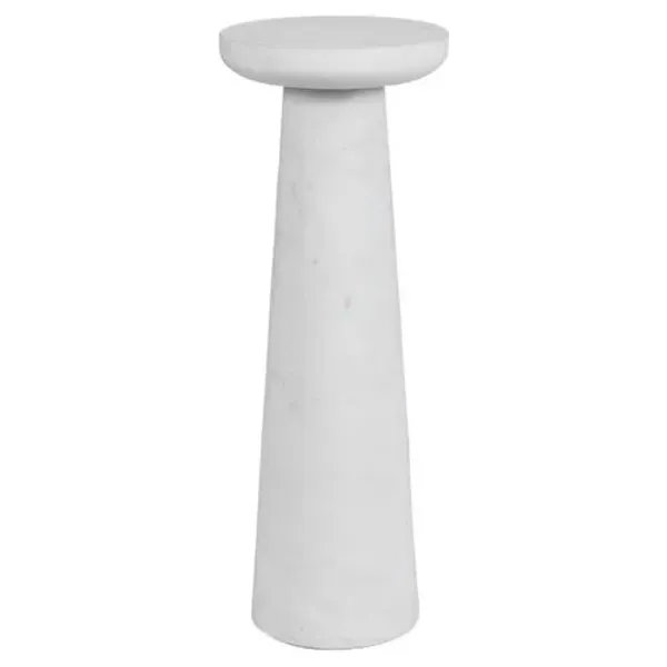 Isidro Outdoor Marble Drink Table - White