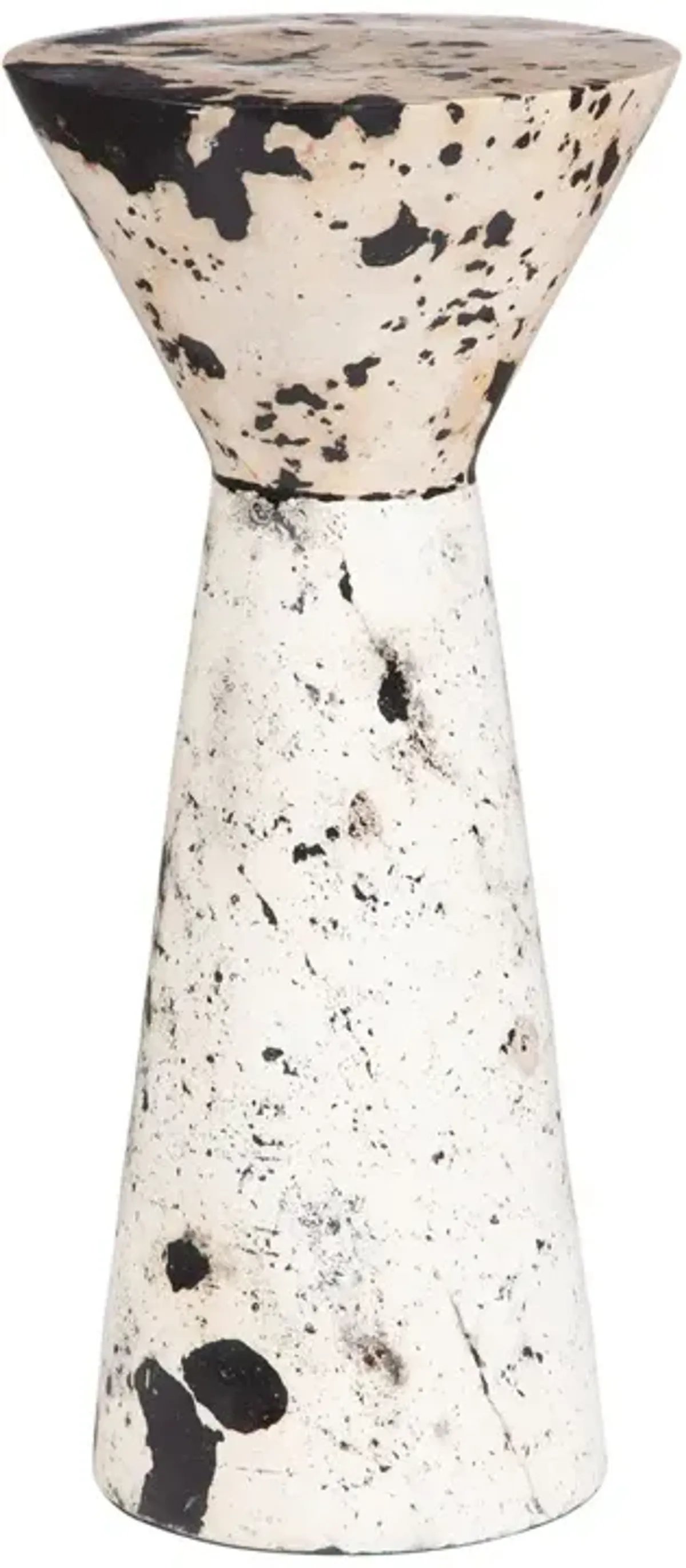 Andreas Indoor/Outdoor Limestone Drink Table - Black/White - Multi