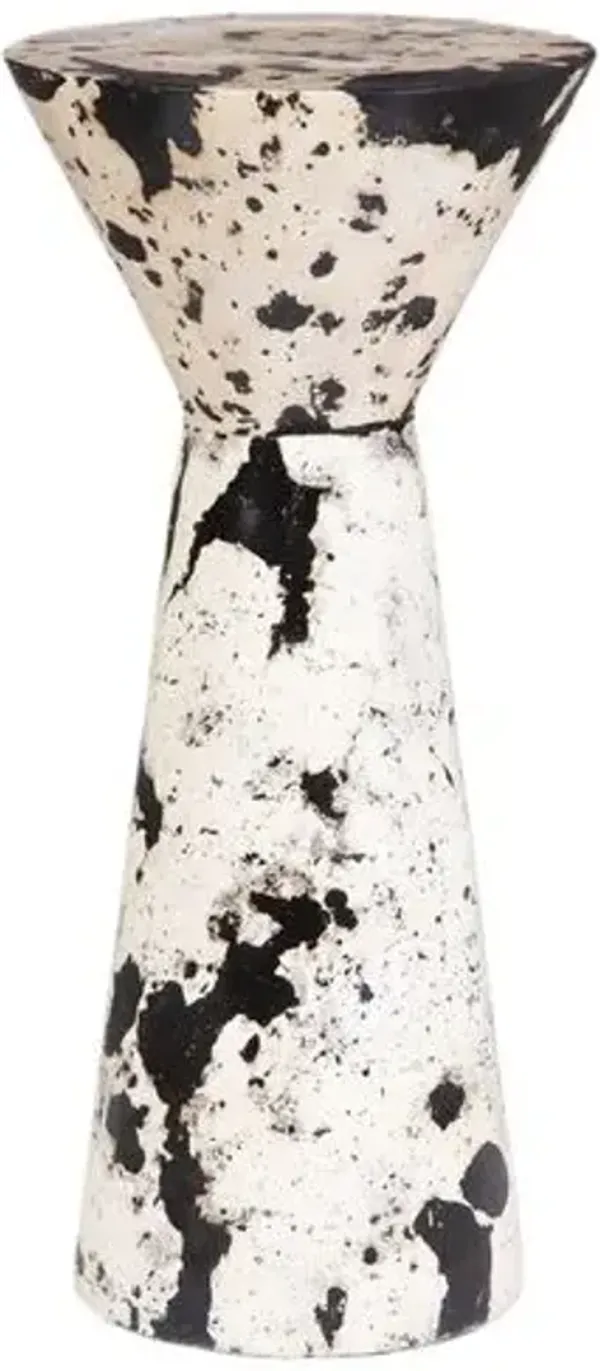 Andreas Indoor/Outdoor Limestone Drink Table - Black/White - Multi