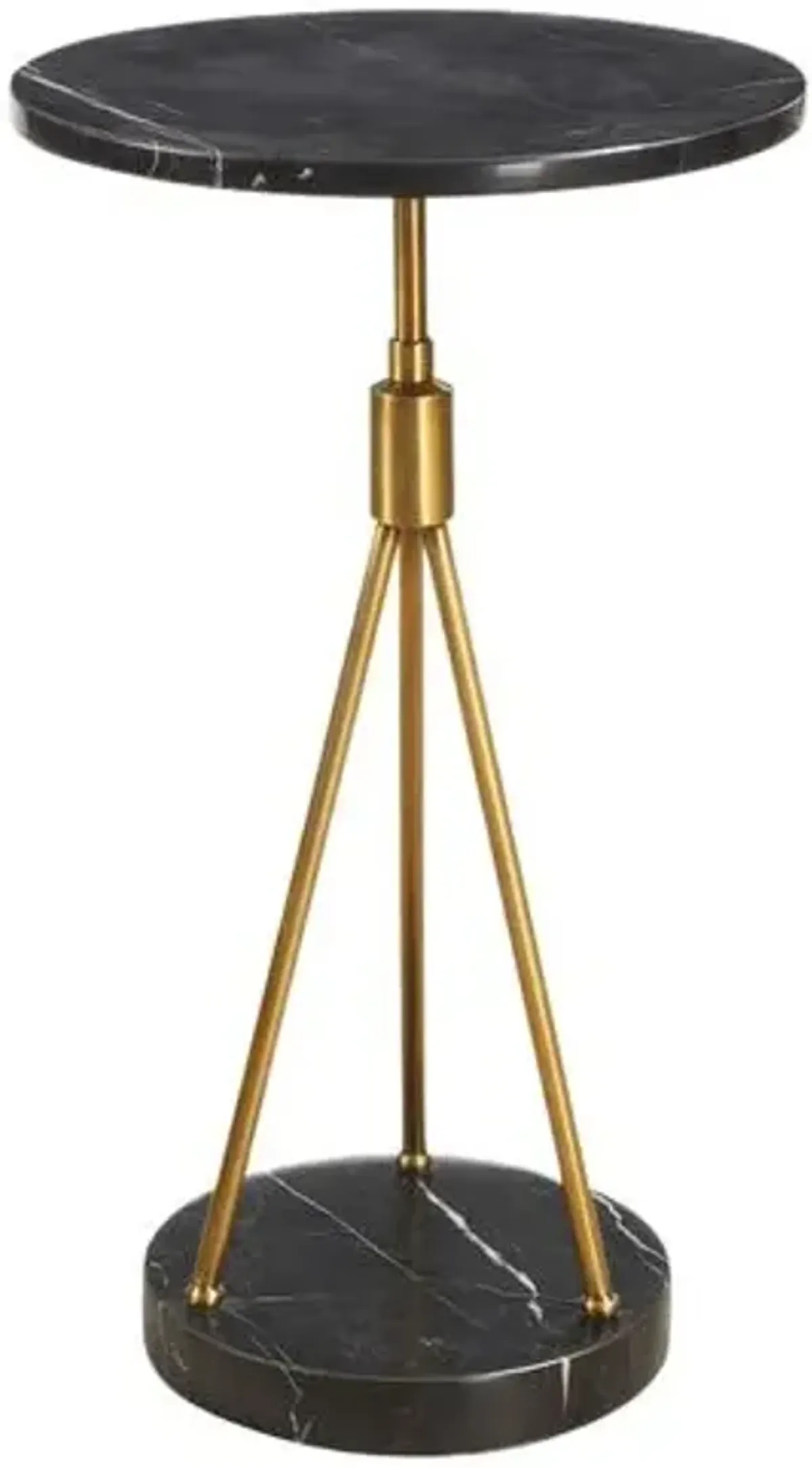 Leonel Marble Accent Table - Black/Brass - 24Hx13.75Wx13.75D in