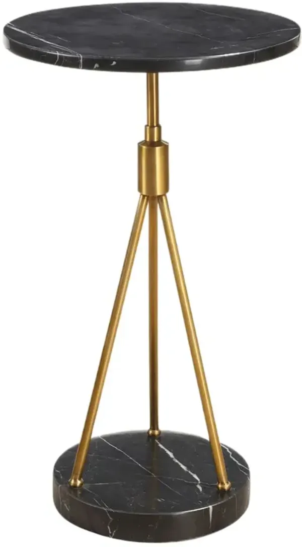 Leonel Marble Accent Table, Black/Brass
