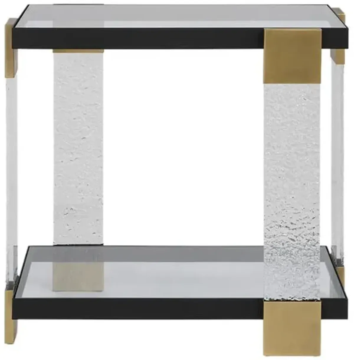 Lucian Side Table - Clear/Black/Brass