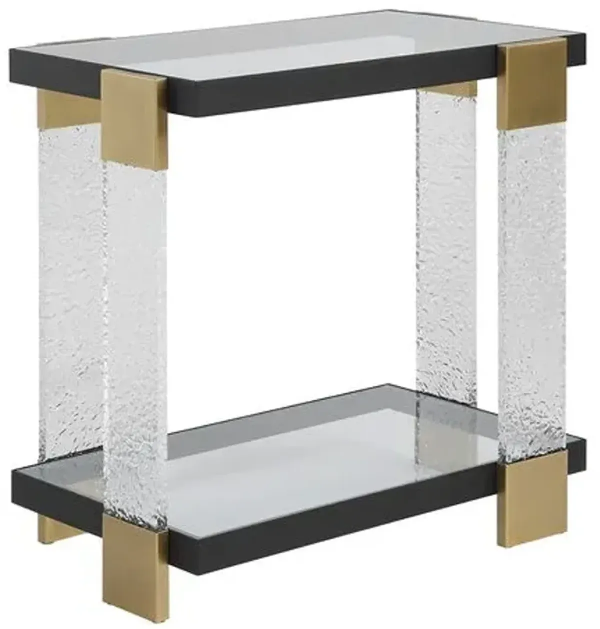 Lucian Side Table - Clear/Black/Brass