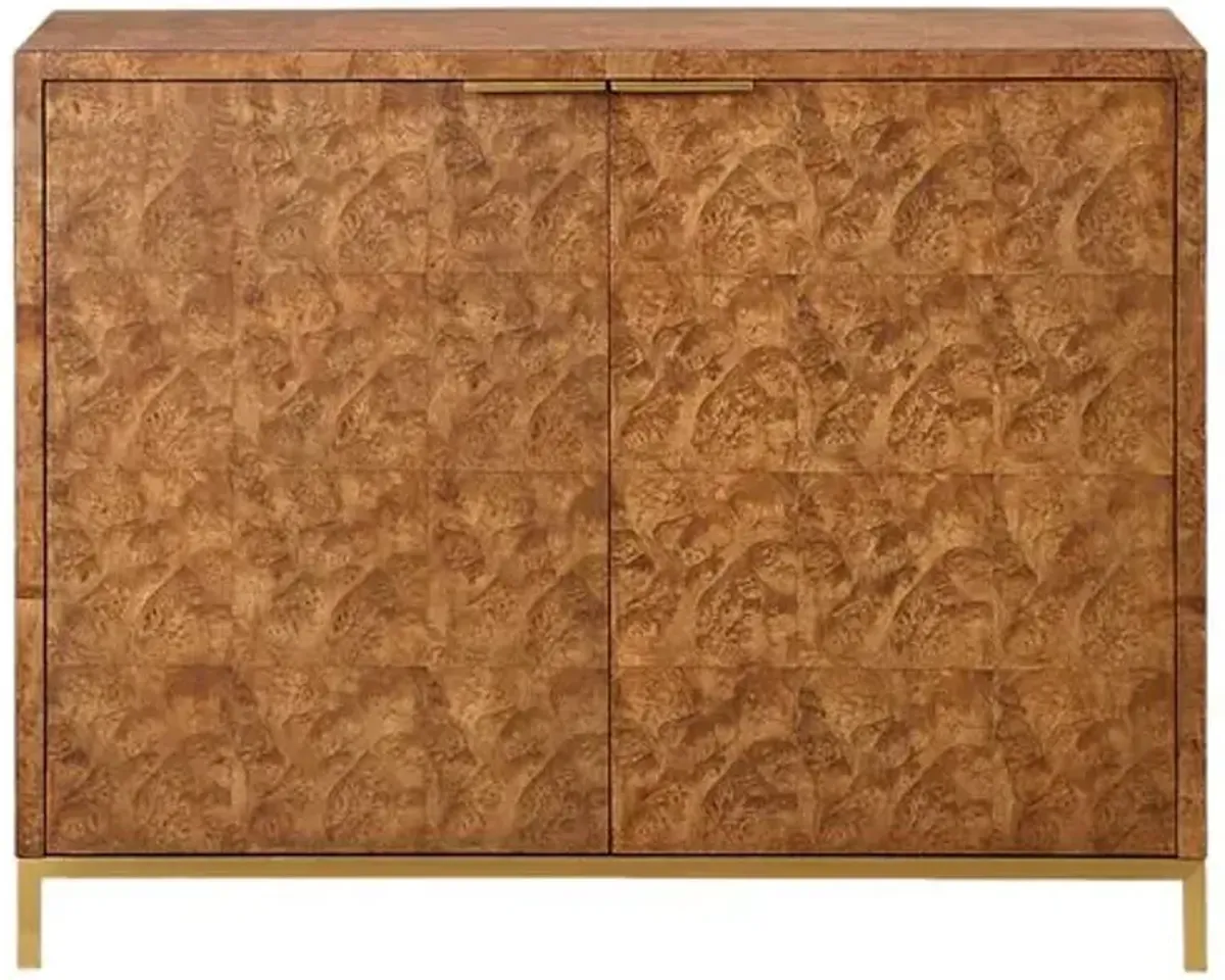 Rowena 2-Door Burl Cabinet - Natural - Brown