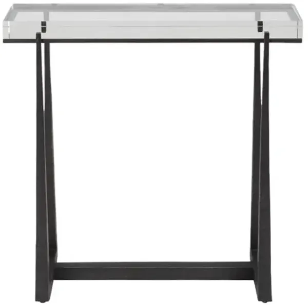 Pasqual Rectangle Accent Table - Crystal - Brown - 24Hx24Wx8.675D in