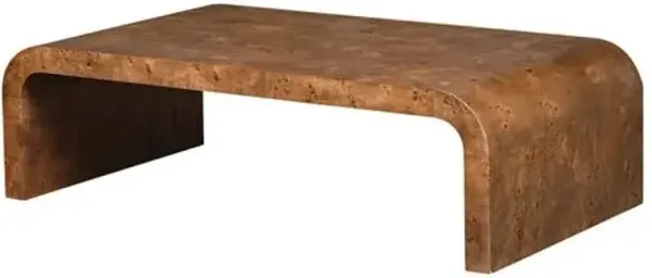 Leandro Waterfall Burl Coffee Table - Natural - Brown
