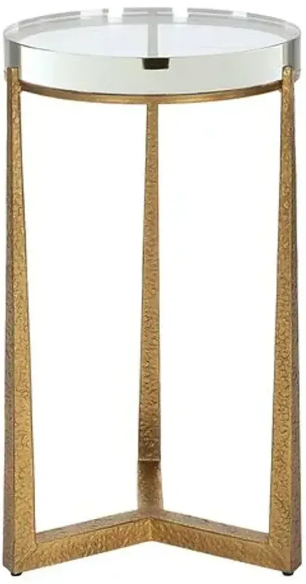 Pasqual Round Accent Table - Crystal/Gold - 24.25Hx13.5Wx13.5D in