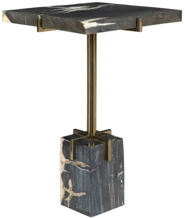Ismael Petrified Wood Accent Table, Gold/Natural