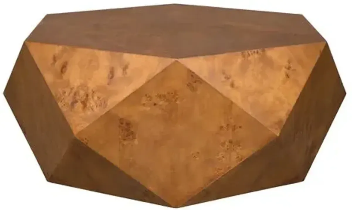 Leopold Geometric Burl Coffee Table - Natural - Brown