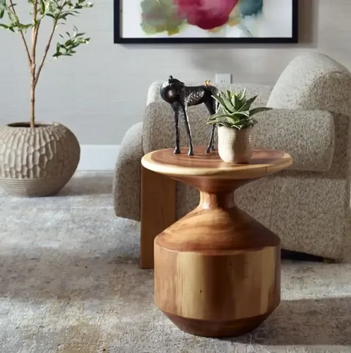 Uriel Accent Table - Natural Suar - Brown - 20Hx17.5Wx17.5D in