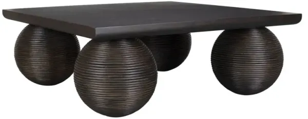 Vivian Sphere-Wrapped Rattan Coffee Table, Black