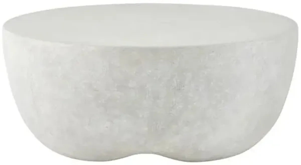 Corvin Outdoor Concrete 38" Round Coffee Table - Light Gray