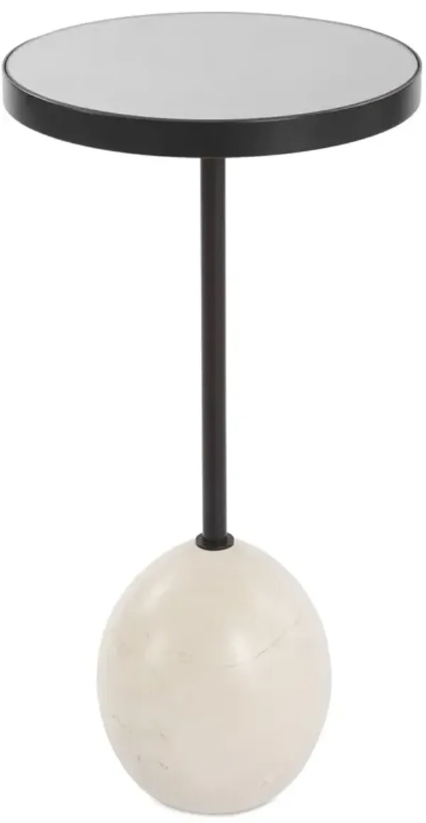 Waldo Marble Accent/Drink Table - Bronze/Cream - Brown