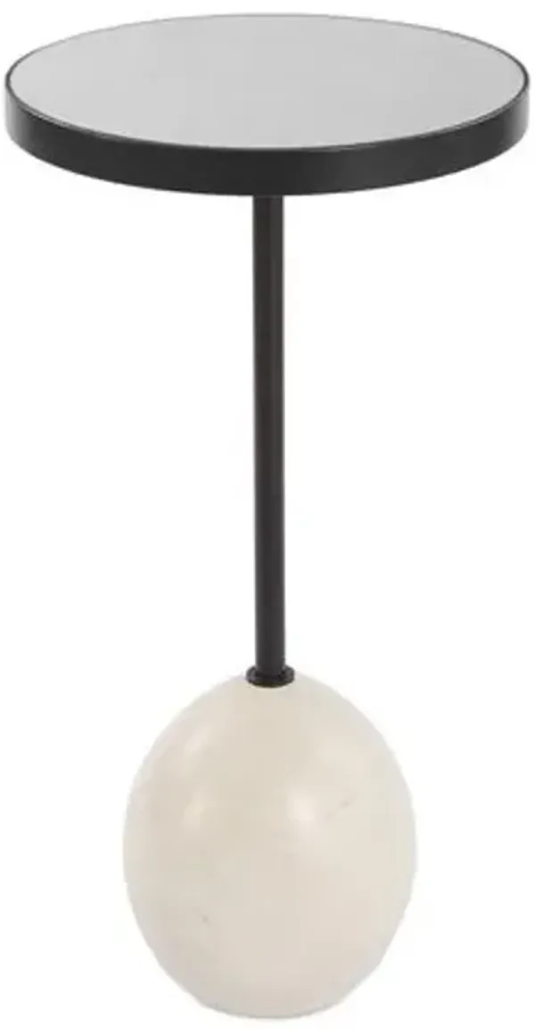 Waldo Marble Accent/Drink Table - Bronze/Cream - Brown