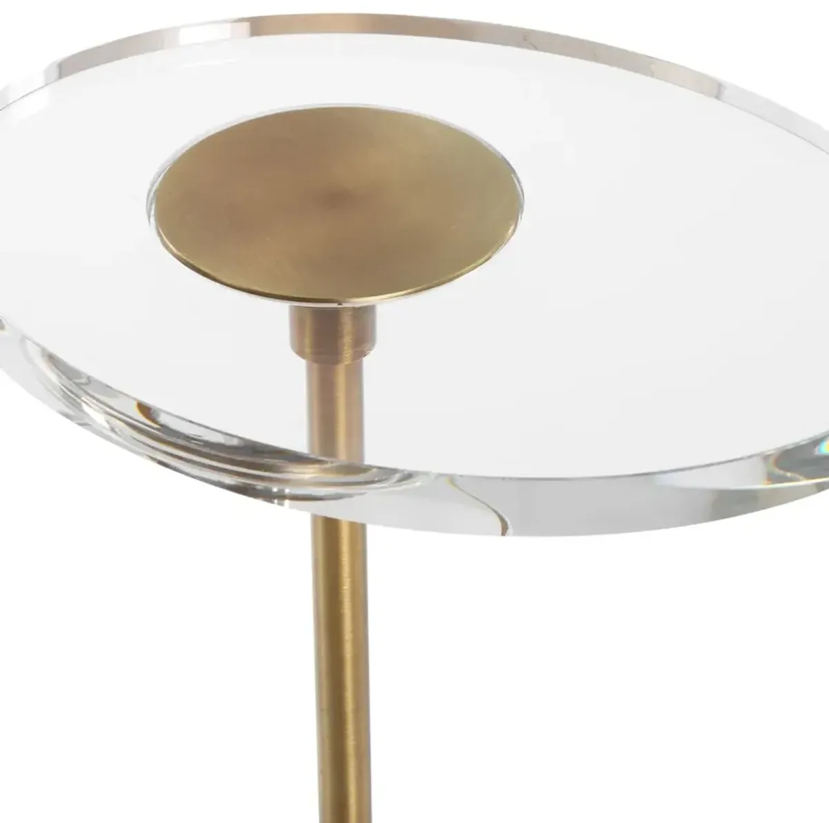 Wolfgang Accent/Drink Table - Crystal/Brass - Gold