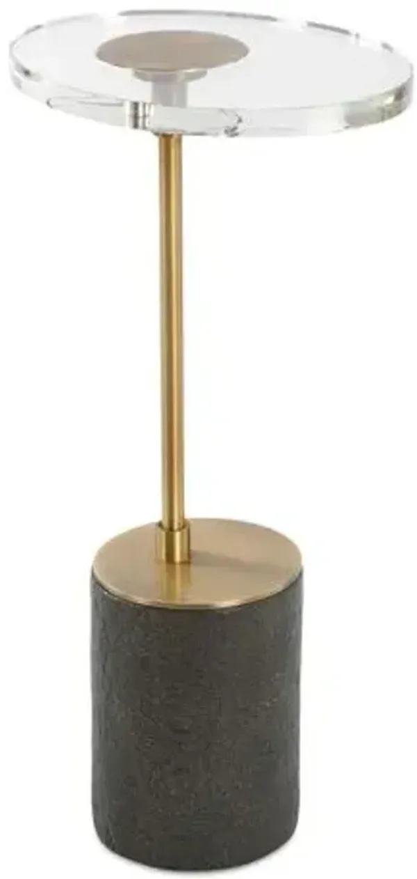 Wolfgang Accent/Drink Table - Crystal/Brass - Gold