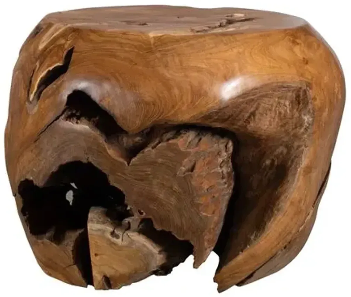 Ysella Indoor/Outdoor Teak Wood Side Table - Natural - Handcrafted - Brown