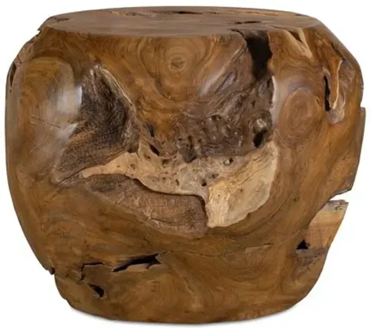 Ysella Indoor/Outdoor Teak Wood Side Table - Natural - Handcrafted - Brown