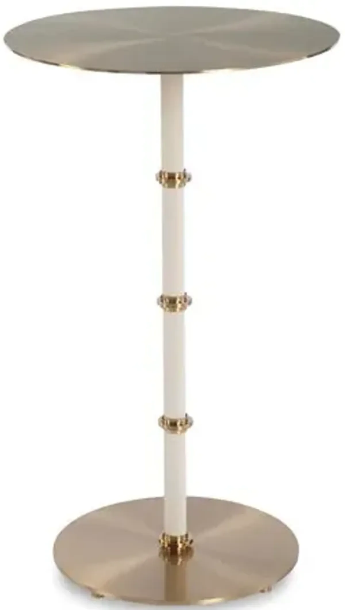 Ophelia Faux Shagreen Leather Accent Table - Brass/White - 24Hx14Wx14D in