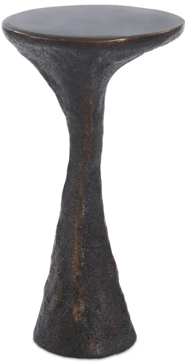 Tirzah Indoor/Outdoor Concrete Drink Table - Black/Bronze