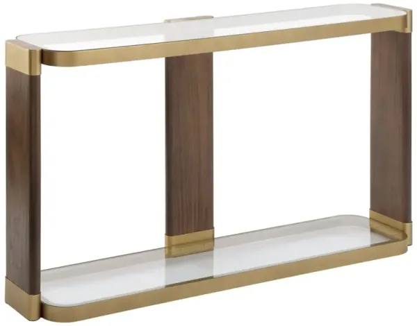 Clemens 55" Console Table, Brass/Brown