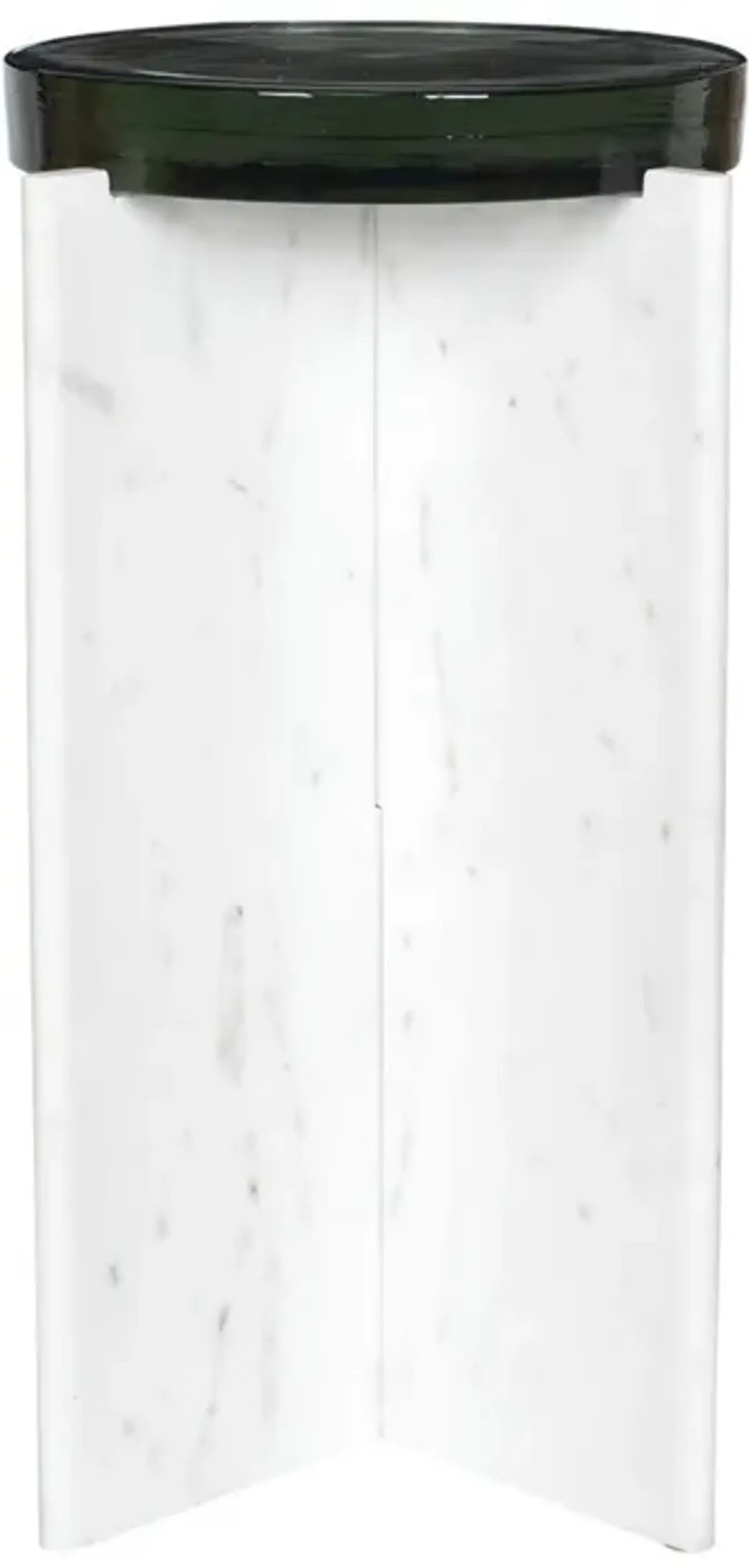 Xiomara Indoor/Outdoor Marble/Glass Accent Table, White/Grey