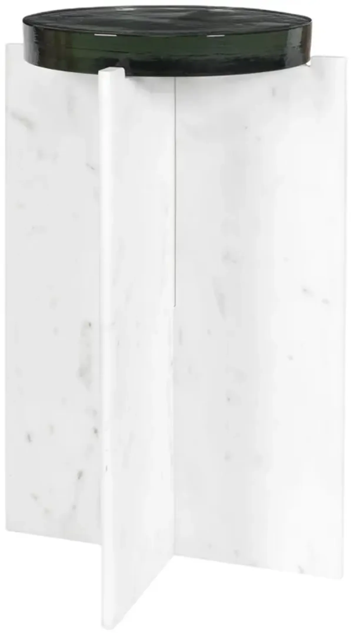 Xiomara Indoor/Outdoor Marble/Glass Accent Table, White/Grey