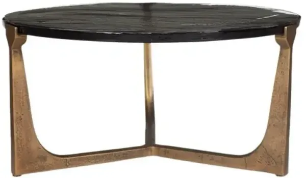 Thalia Outdoor Round Coffee Table - Brass - Gold
