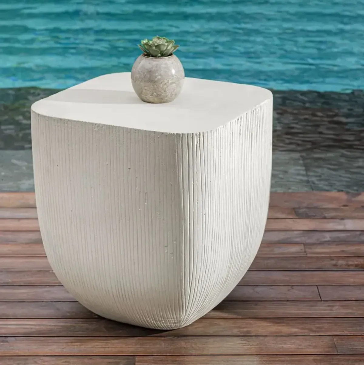 Tobias Outdoor Side Table, White