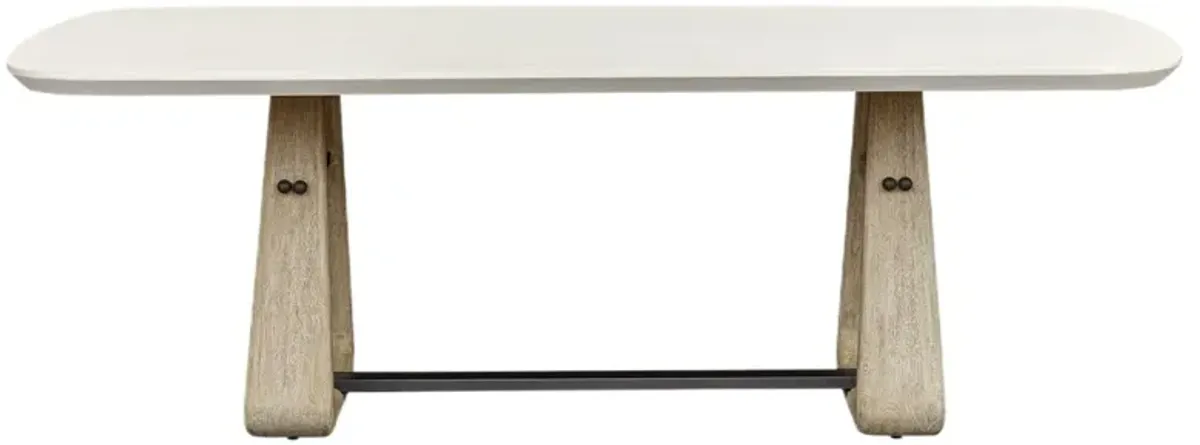 Isla 87" Outdoor Dining Table, White/Natural