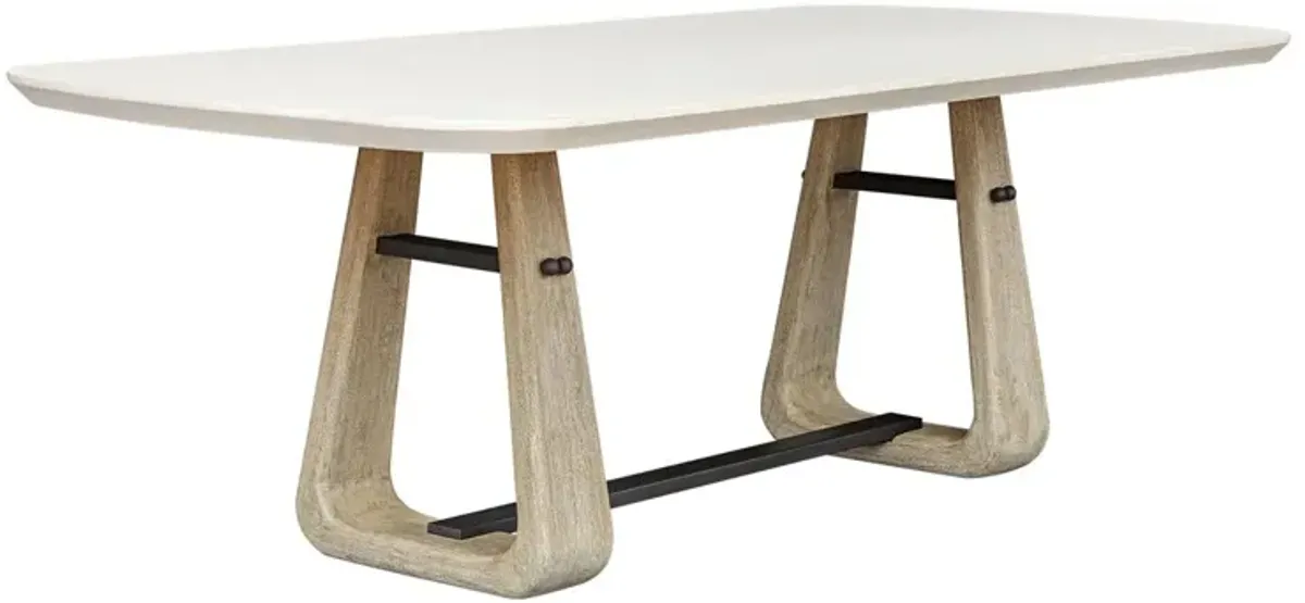 Isla 87" Outdoor Dining Table, White/Natural