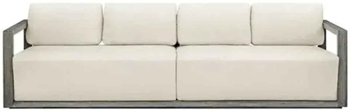 Corinna Outdoor Mahogany Sofa - Brown/White