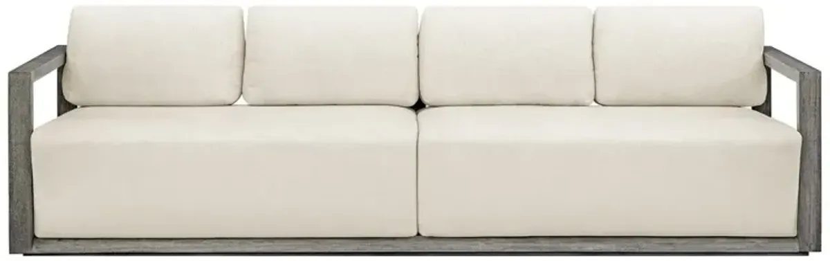 Corinna Outdoor Mahogany Sofa, Brown/White